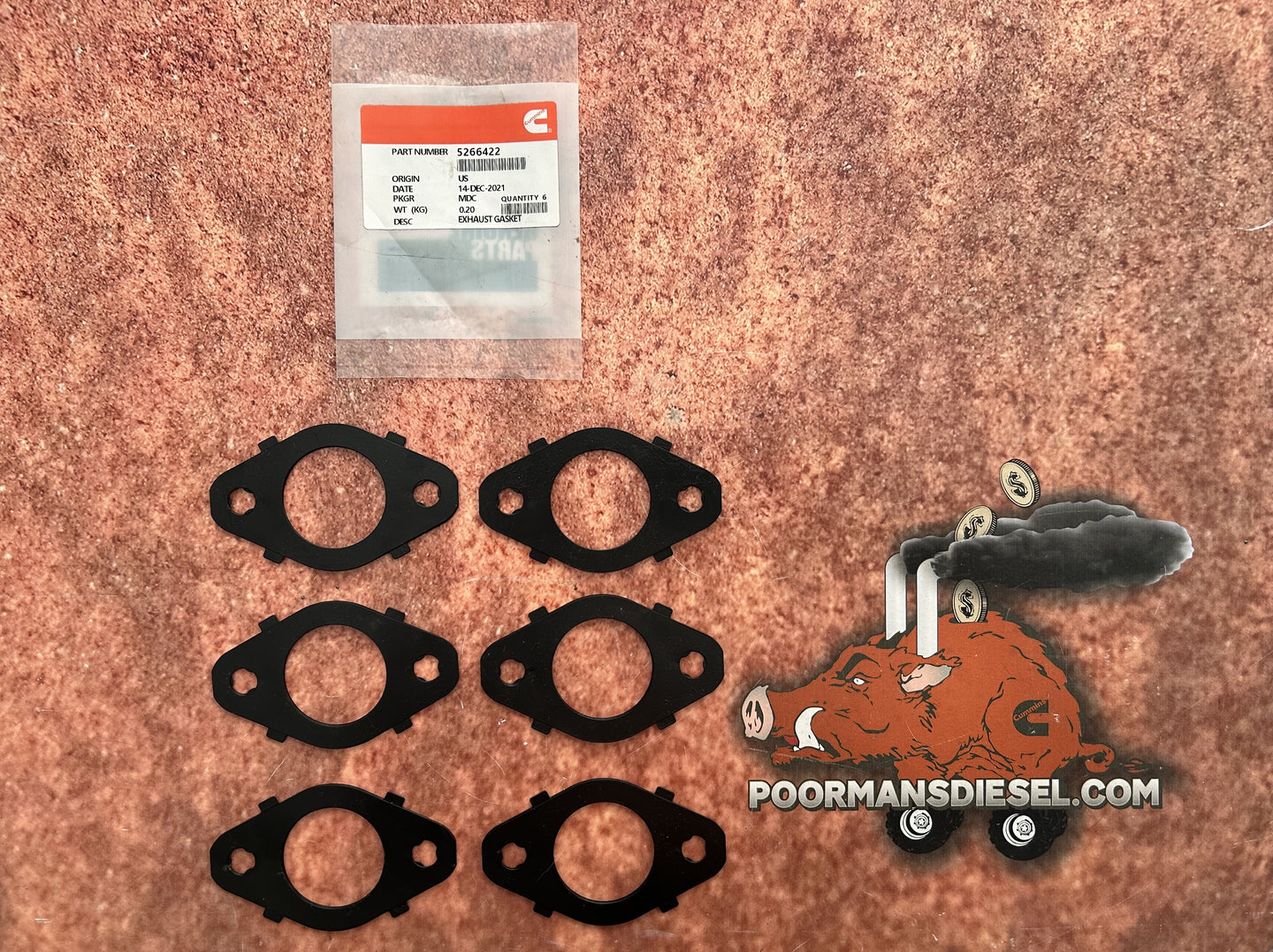 Cummins 5266422 Single Ply Steel Exhaust Manifold Gaskets (1998.5 to 2017 24V )