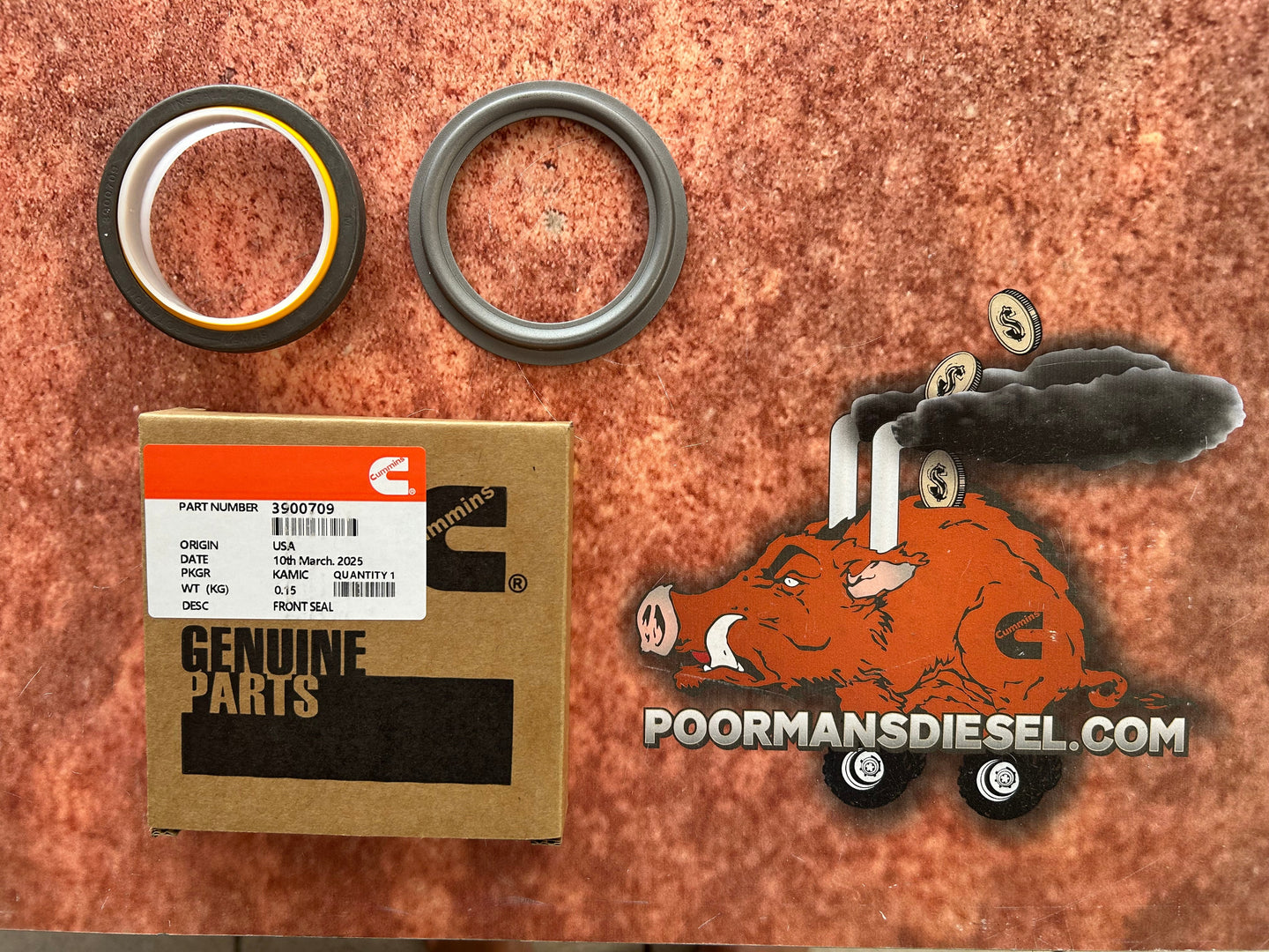 Cummins 3900709 Front Crankshaft Seal w/Install Ring (1989-2007 12V & 24V)